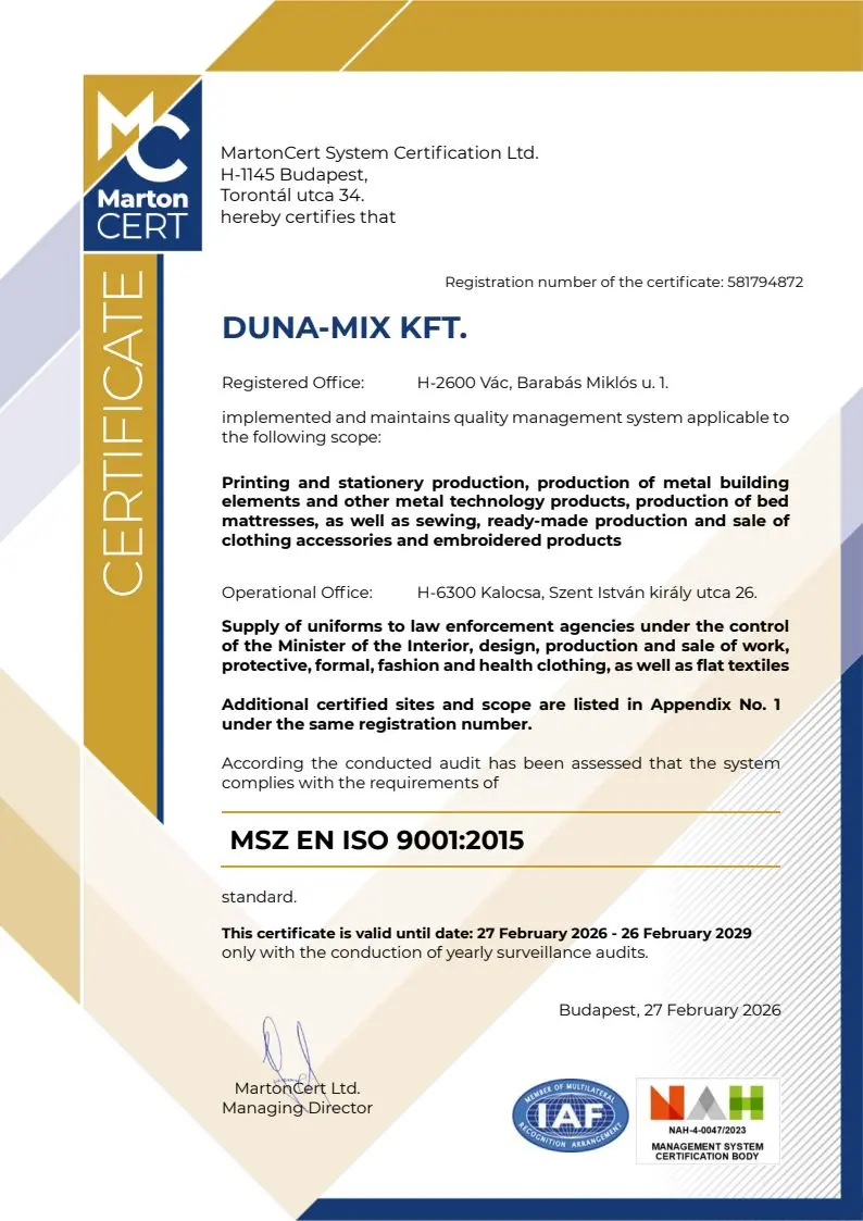 MSZ EN ISO 9001:2015