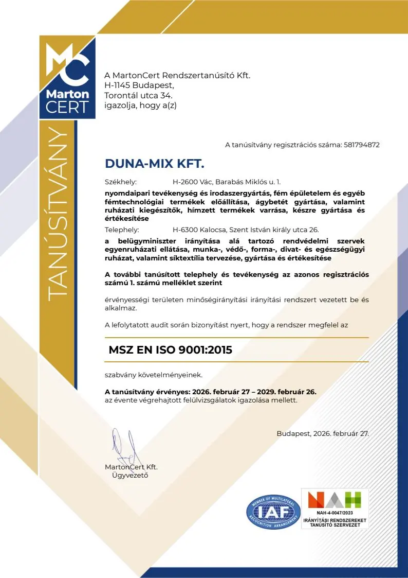MSZ EN ISO 9001:2015