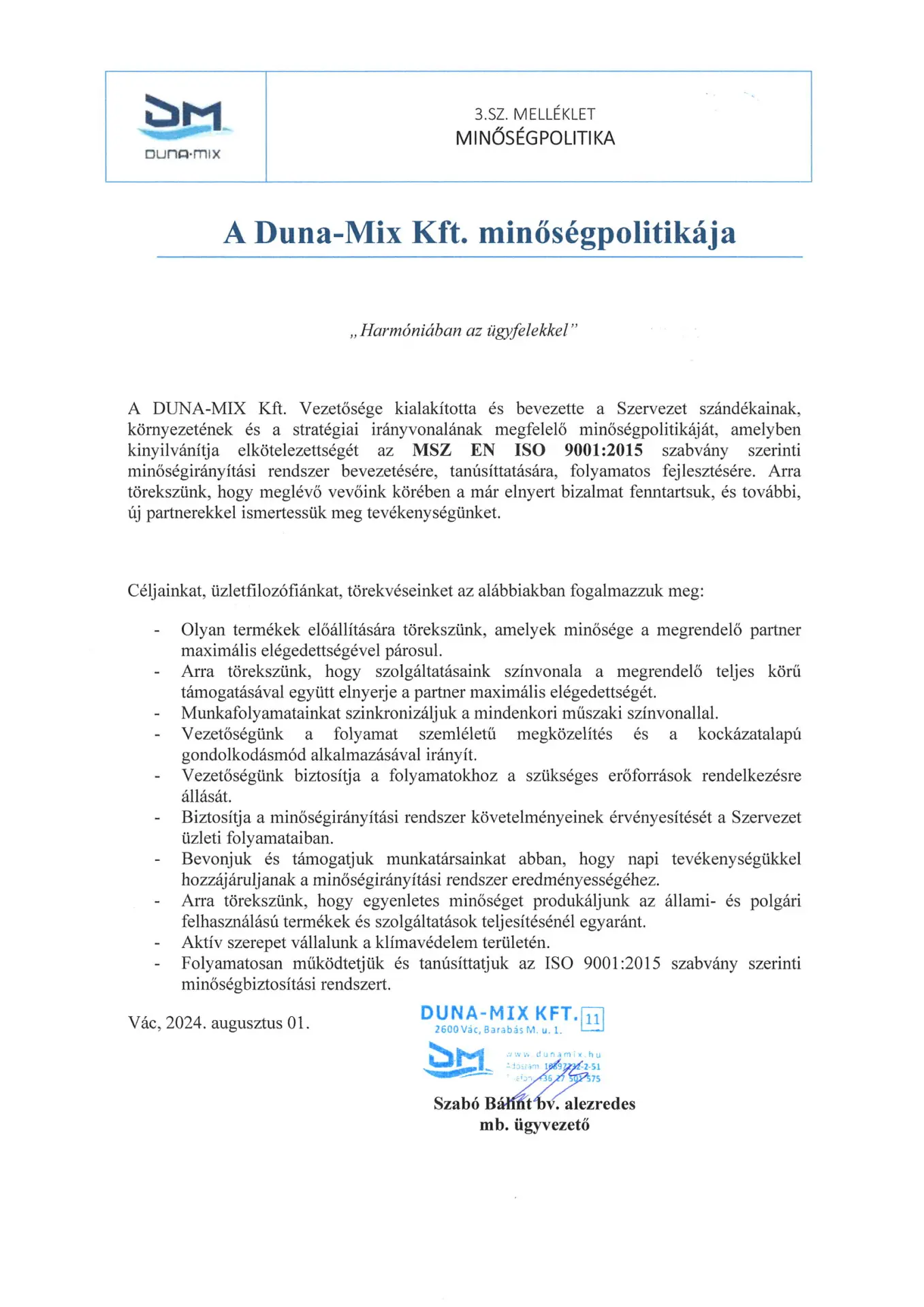 Duna-Mix Minőségpolitika