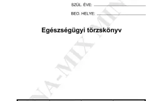Egészségügyi törzskönyv (humán) 1