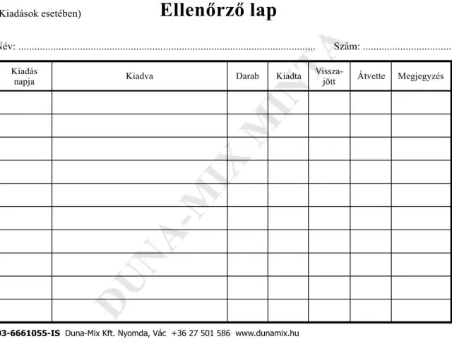 Ellenőrző /lap