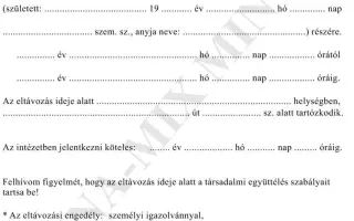 Eltávozási engedély 1