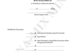 Havi elszámolás (élelm. pénzről) 1