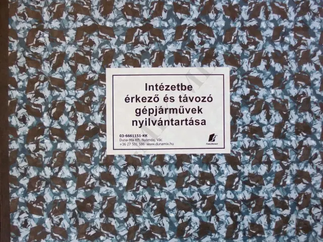 Intézetbe érkező és távozó gépj. nyilvántartó