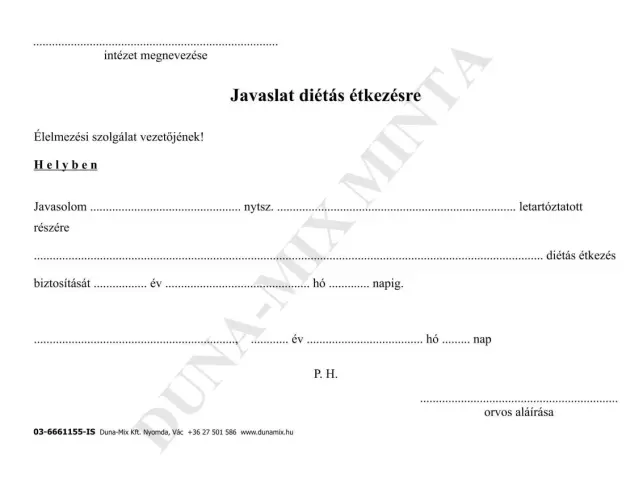 Javaslat diétás étkezésre