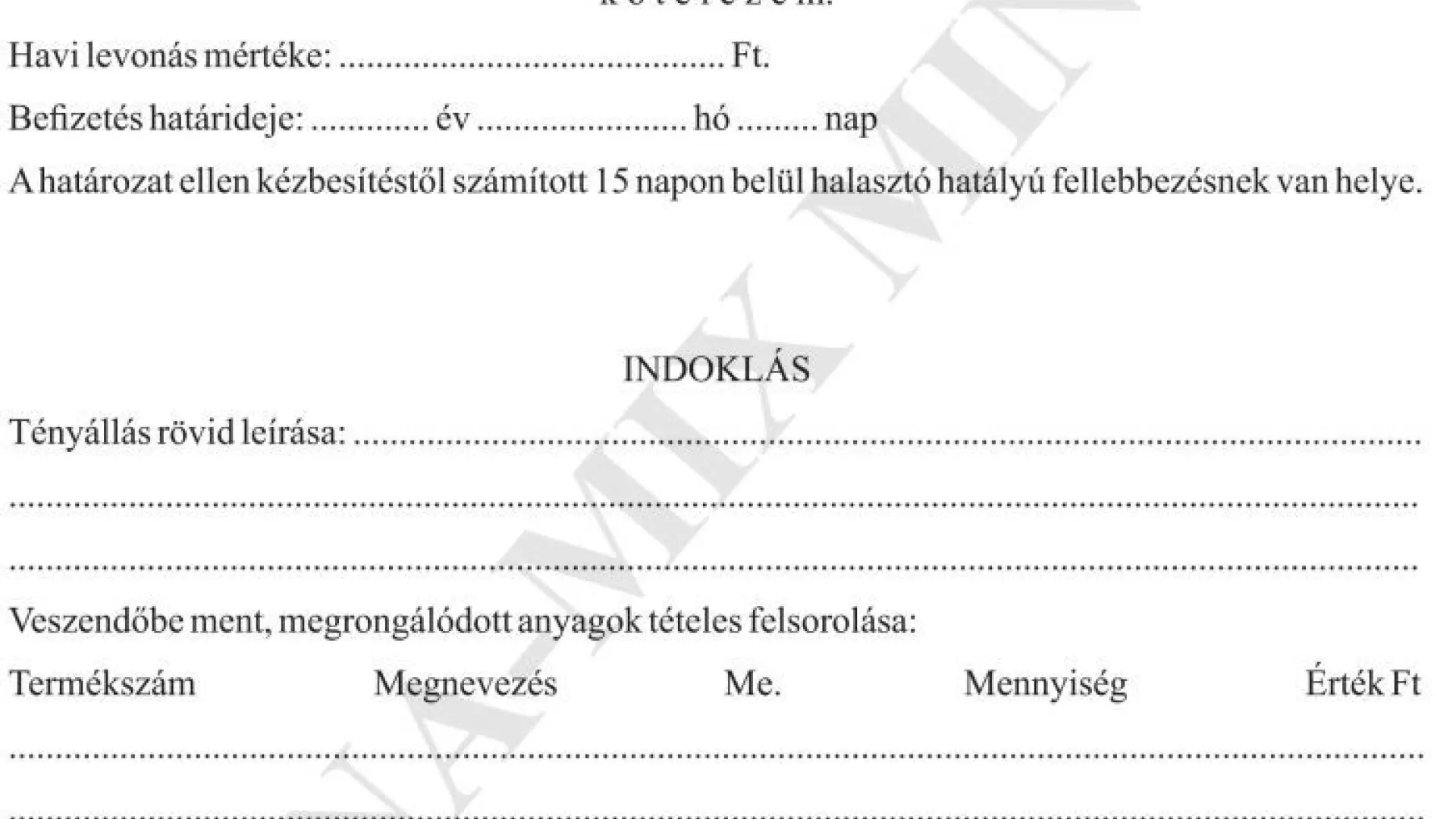 Kártérítési határozat