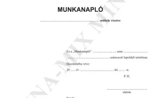 Munkanapló .... műhely részére 1