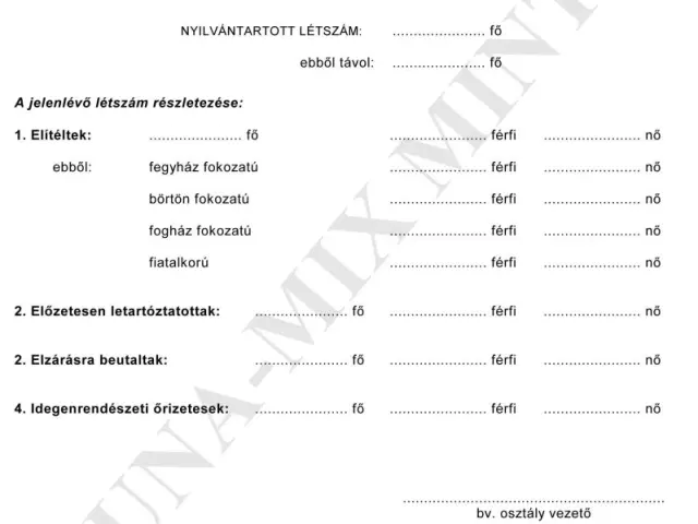 Napi létszámjelentés (fogvatartott)