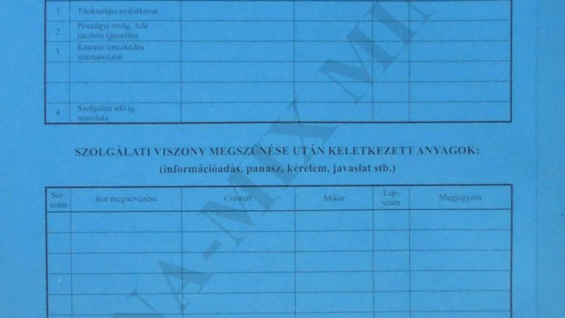 Tartalomjegyk. fogy. szem. ag. Tasak