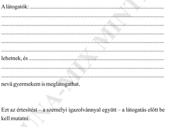 Értesítés a látogatás idejéről