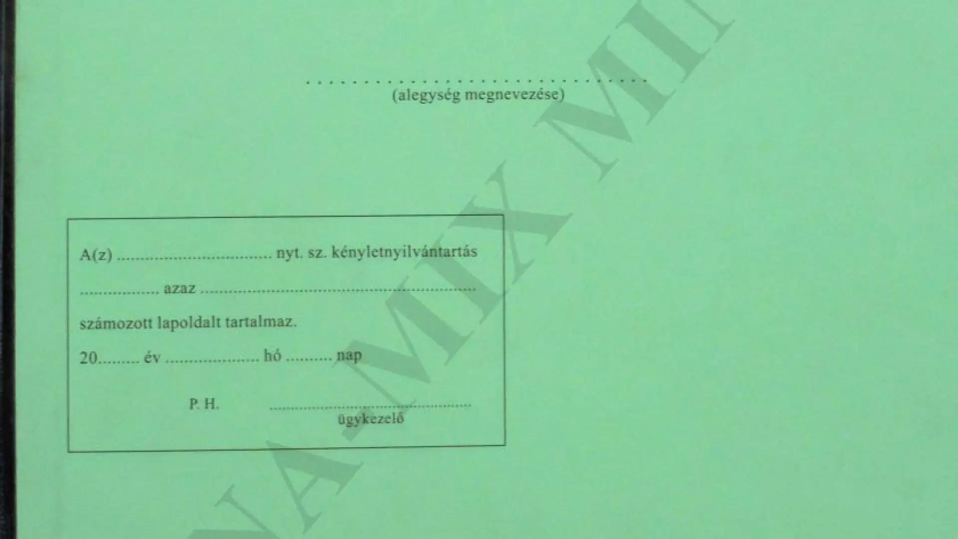 Alegység nyilvántartó könyv