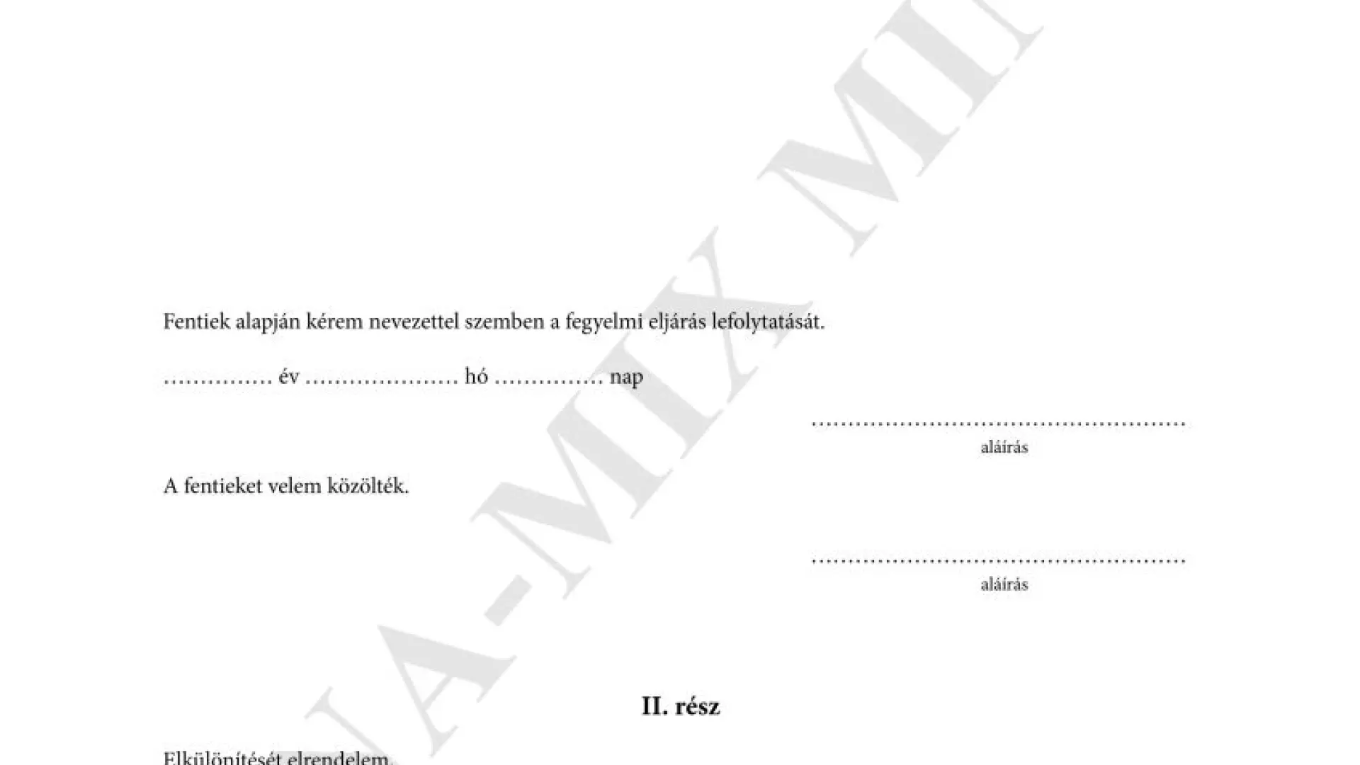 Fegyelmi /lap II.