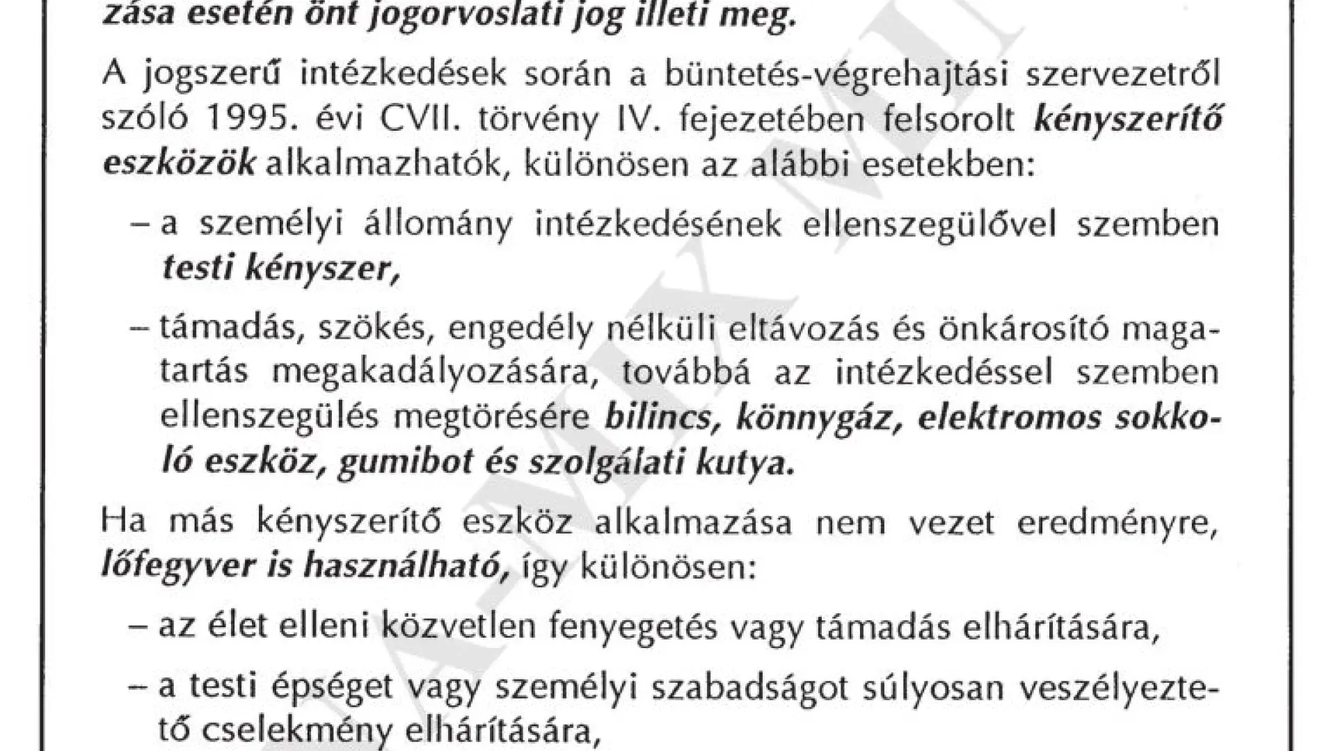 Tájékoztató fogvatartottak részére