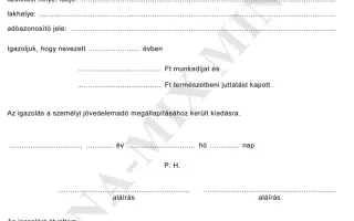 37. sz. függ. Igazolás a bv.-nél kapott munk.díj és juttat. összeg.ről 1