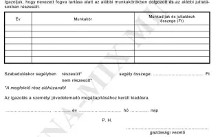 Igazolás a munkakörökről. munkadíjakról és juttatásokról 1