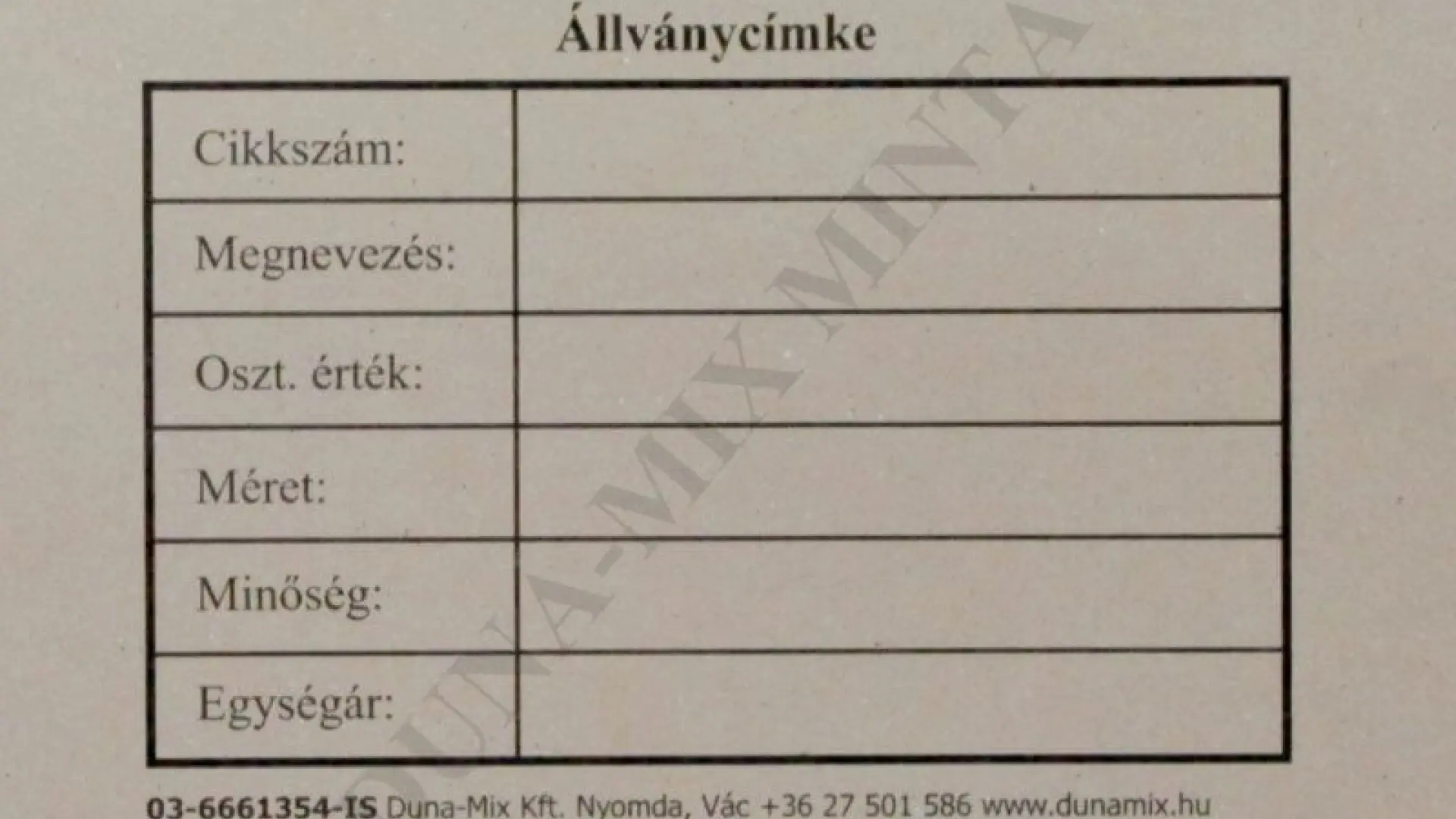Állványcímke