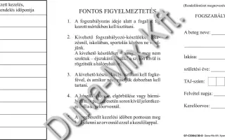 Fogszabályozási kezelőlap 1